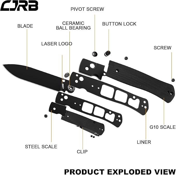 CJRB Glacier Pocket Knife, 3.54'' AR-RPM9 Steel Blade EDC Knife with Micarta Handle for Men Women Camping Hiking Survival(1961 Green)
