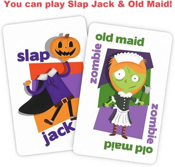 Halloween Fun Go Fish, a Family Game for Kids Ages 4 and Up - Play Go Fish, Old Maid and Slap Jack Using The Same Deck