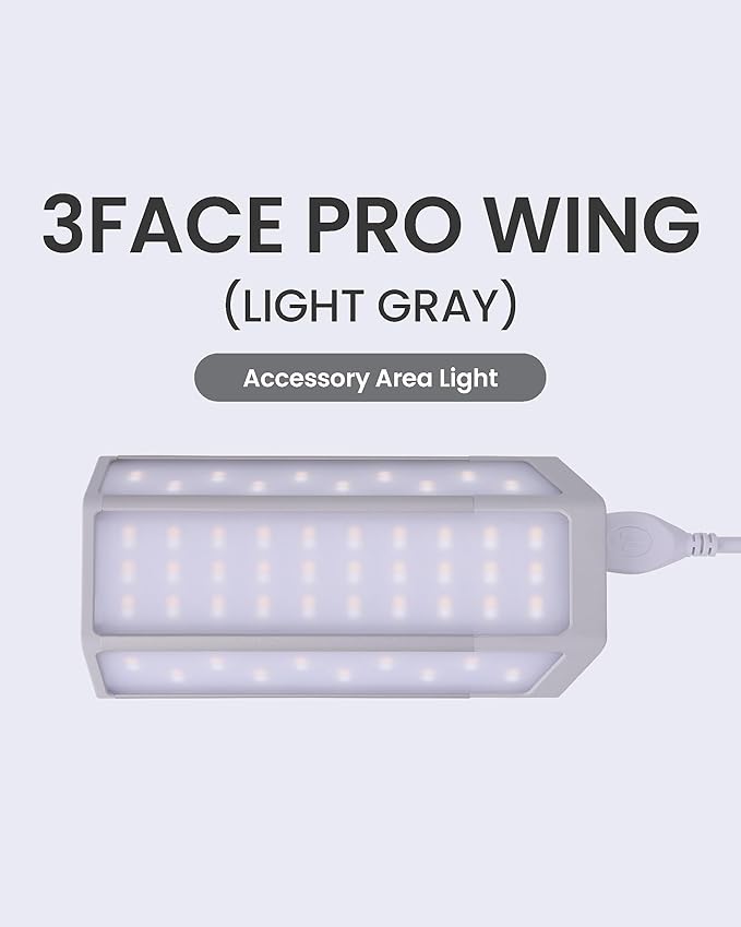 Claymore 3Face Pro Wing (Light Gray) - Rechargeable Surface Area Light Bar for Camping, Tents, Canopies, Outdoor Events, Street Vendors, Work Lighting, Long-Lasting Battery. Adjustable Light Modes.