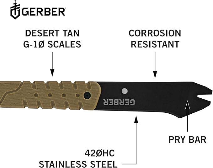 Gerber Gear Downrange Tactical Tomahawk Survival Multitool, Made in USA Camping Axe with Hammer Head and Steel Pry Bar, Includes Sheath with Integrated Molle Straps