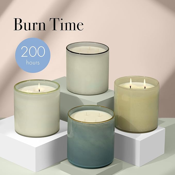 LAFCO New York Luxe 4-Wick Candle, Sea & Dune - 86 oz - 200-Hour Burn Time - Reusable, Hand Blown Glass Vessel - Made in The USA