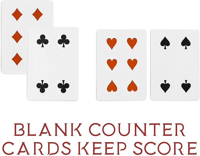 Brybelly Euchre Card Game - 2 Specialty Decks Pre-Stripped for Classic American Euchre or 6-Player Variant - Custom Bower Jacks & Blank Counter Cards Included