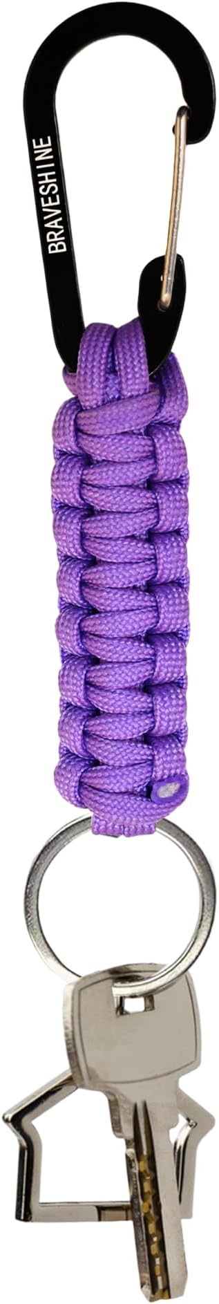 BRAVESHINE Paracord Keychain Carabiner Clip, D Ring Lanyard Hanger Stroller Hook for Water Bottle, Key, Backpacks, Men, Women