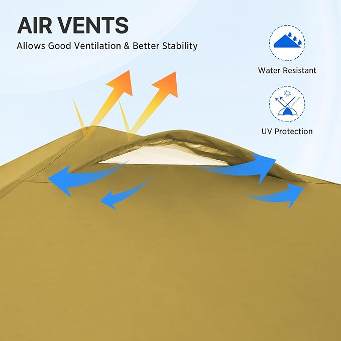 EAGLE PEAK Pop Up Canopy Tent with Wheeled Carry Bag, 8 Stakes, 4 Ropes, Easy Set Up Tent Canopy, 8x8 ft, Beige