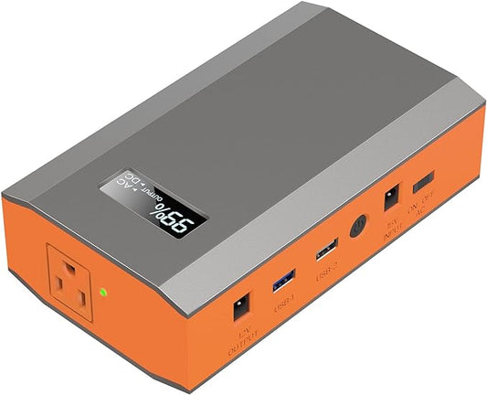 Portable Power Bank with AC Outlet, 65W 110V Portable Laptop Charger Battery Bank 24000mAh External Battery Pack Backup Power Source for Outdoor Tent Camping RV Home Office Smart Devices-Orange