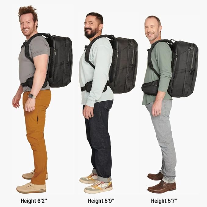 Tortuga 40L Travel Backpack Pro, Black - Large Carry-On Travel Backpack for Men and Women - Durable, Comfortable, Easy to Pack, Airline-Approved Bag with Laptop Compartment