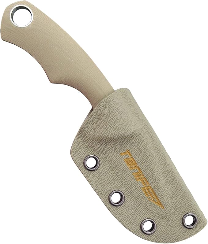 TONIFE Neck Knife Mini Outdoor Survival Fixed Blade Knife, EDC High Hardness Sharp Blade 1.7'' Portable Neck with Kydex Sheath and Ball Chain (warm sand)