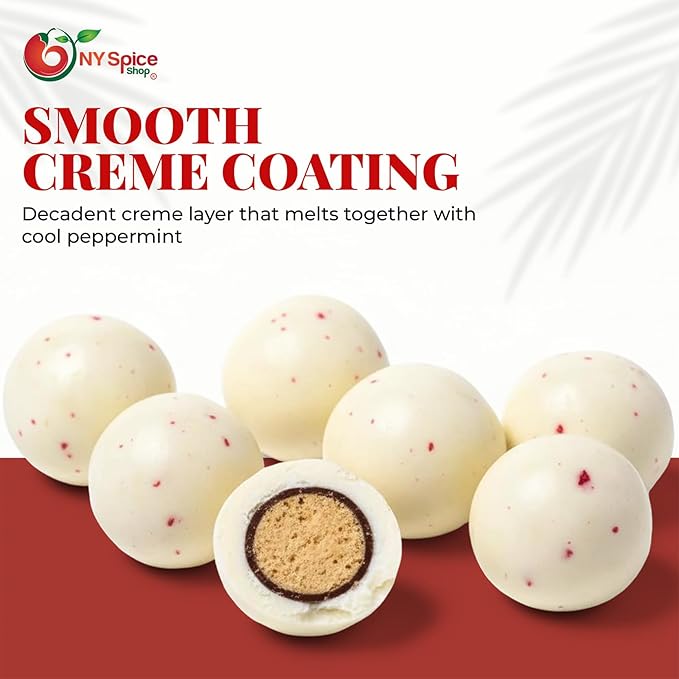 NY Spice Shop Peppermint Twist Chocolate Malt Balls Party Decorations - 8 Ounce Malted Milk Ball Candy Birthday Gifts - Chocolate Malted Milk Balls - Dark Chocolate Malt Ball Holiday Snacks
