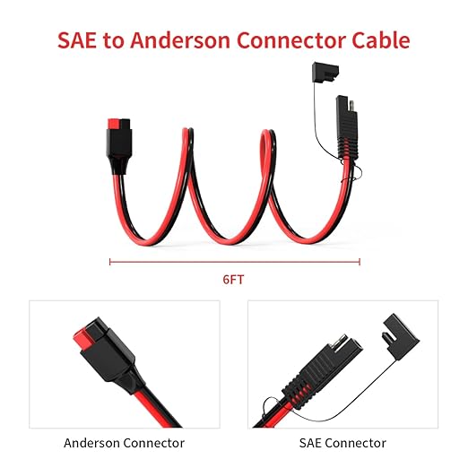 10AWG Anderson to SAE Adapter Solar Panel Cable with SAE Polarity Reverse Adapter for Portable Power Station Solar Panel (6FT)