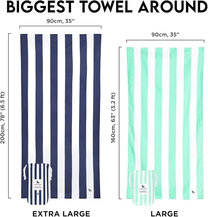 Dock & Bay Beach Towel - Quick Dry, Sand Free - Compact, Lightweight - 100% Recycled - Includes Bag - Cabana - Phi Phi Pink - Large (160x90cm, 63x35)