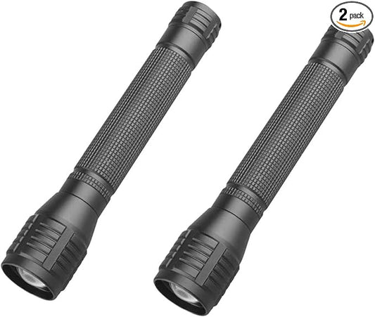 High Lumens Zoomable LED Flashlight, 3 Modes, AA Battery Powered ??Powerful for Camping, Outdoor, and Emergency Use,2-Pack
