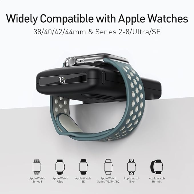 iWALK Magnetic Wireless Power Bank with iWatch Charger,10000mAh PD Fast Charging Portable Charger Compact Battery Pack Compatible with iPhone 17/16/15/14/13/12 Series,Apple Watch Ultra/8/7/6/5/4
