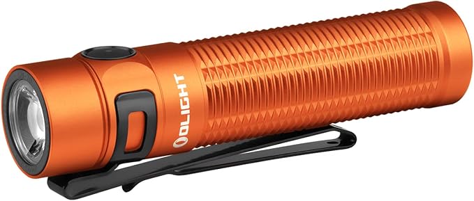 OLIGHT Baton3 Pro Max Flashlight, Rechargeable Compact EDC with Safety Proximity Sensor, 2500 LED High Lumens, Suitable for Camping, Hiking, Emergency (Orange Cool White)