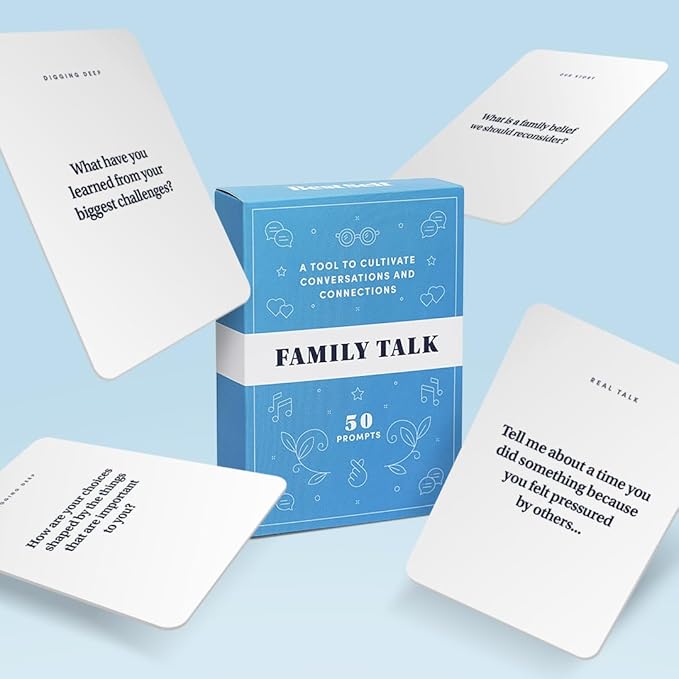 BestSelf Family Talk Deck - 50 Prompt Card Game for Family Game Night, Fun and Engaging Family Game for Kids and Adults, Perfect