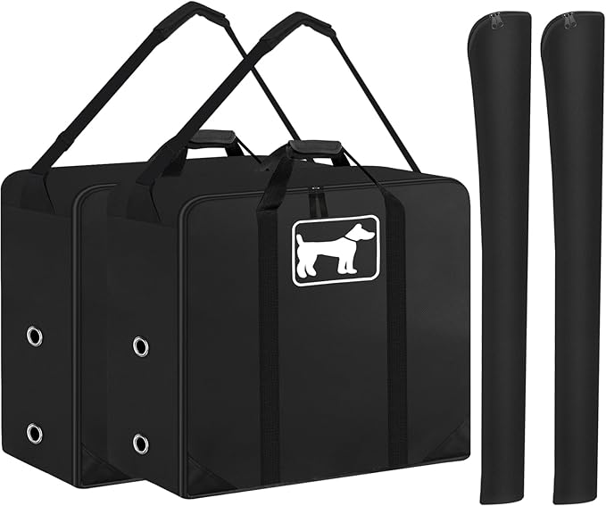 SIRUITON 2Pack Dog Playpen Storage Bag, Fits 40" H 8 Panels and 9 Stakes,Suitable for Foldable Exercise Pet Playpen, Dog Fence Travel Bag, with Reinforcing Plate & Shoulder (Black, 2P-40 inch)