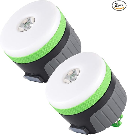 LIT-PaTH LED Camping Lantern, Rechargeable Light with Magnet Base, 4400 mAh, Survival Kit for Emergency, Hurricane, Outage, Large Green, 2 Pack