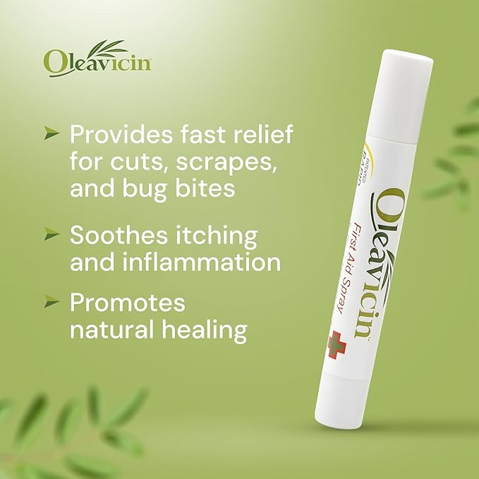 First Aid Spray & Bug Bite Relief for Use on Minor Skin Irritations | Soothing Comfort | Patented Formula | Olive Leaf Extract | Natural | 0.17 oz (5ml) (10)