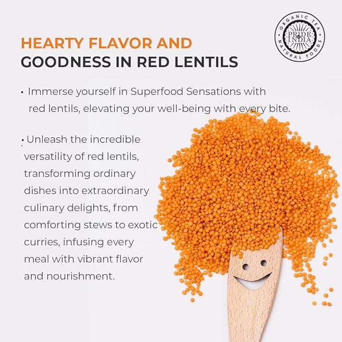 Pride Of India - Indian Split Masur Red Lentils - Protein & Fiber Rich Masoor Dal, 1.5 Pound Jar