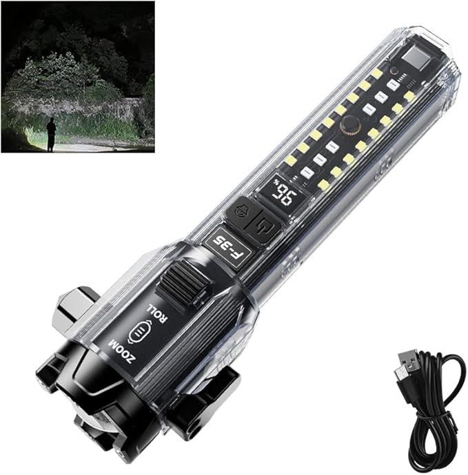 Rechargeable Flashlights High Lumens,Powerful Tactical Flashlightsï¼? Modes LED Flashlight Adjustable,Waterproof Flashlight, Handheld Emergency Lighting Device,Suitable for Home Use,Camping, Hiking