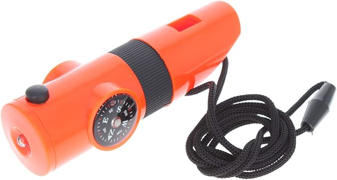 Kids Survival Outdoor Camping Multi Tool Whistle Compass LED 7 in 1 Flashlight