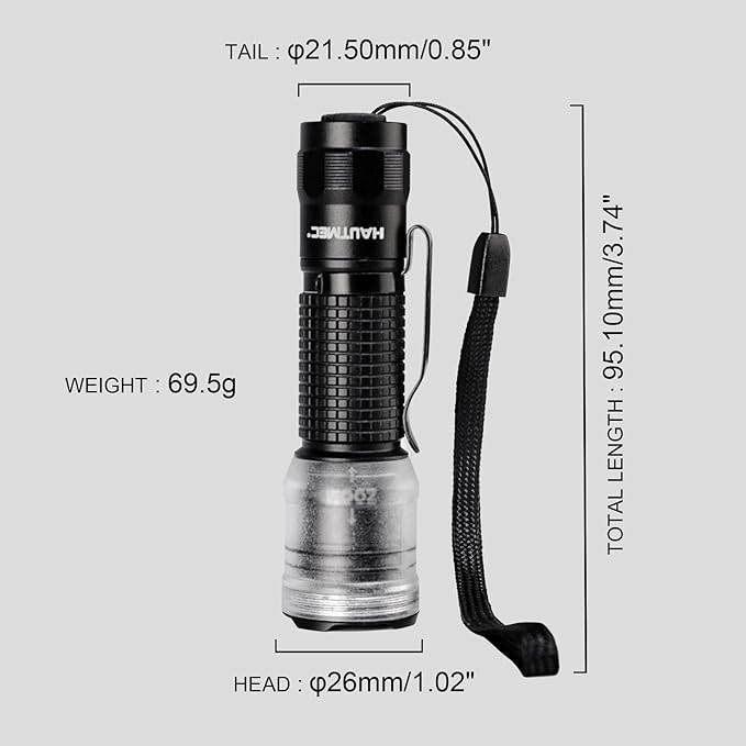 HAUTMEC 700 Lumens Rechargeable Flashlights Waterproof LED Flashlight with Zoomable Beam Bright Tactical Pocket Flashlight Torch with Adjustable 4 Modes for Camping, Outdoor, Hiking, Emergency