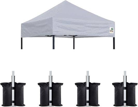 Eurmax USA Pop Up Canopy Replacement Canopy Tent Top Cover, Instant Canopy Top Cover ONLY,Bonus 4PC Pack Weight Bag (5x5,Grey)