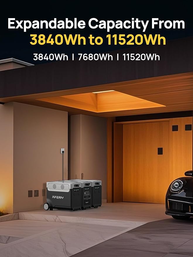 AFERIY 7680Wh Portable Power Station,P310 with 1 Extra Battery,120V 3600W Expandable Capacity LiFePO4 Battery Backup,Solar Generator for Home Use,Outdoor Camping,Power Outage,Camping,RV,Emergencies