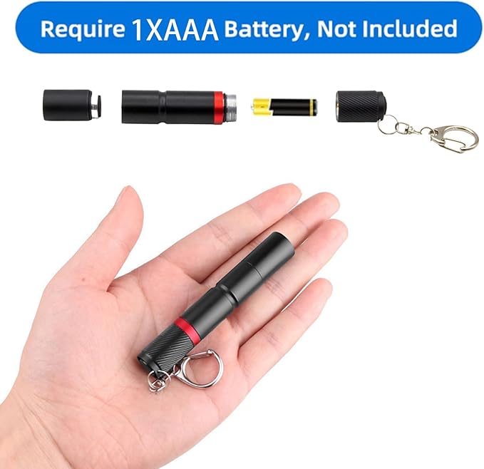 3 Pack Small Mini LED Keychain Flashlight, Single Mode AAA Battery Flashlights Portable Bulk EDC (Everyday Carry) Pen Flash Light, Key Chain Pen Flashlights for Work, Emergency, Pocket