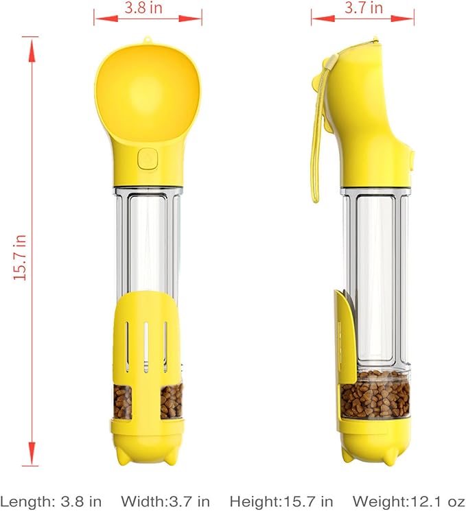 DoqiPaw Dog Travel Water Bottle Leak Proof No Spill Lead Leash Waterer Feeder Accessory Alternative to Dispenser Portable Pet Bowl Large Dogs(500ml) (Yellow)