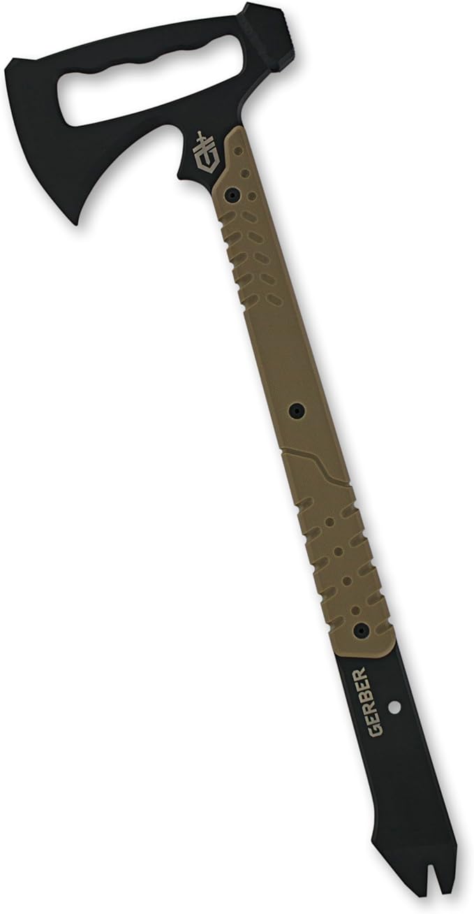Gerber Gear Downrange Tactical Tomahawk Survival Multitool, Made in USA Camping Axe with Hammer Head and Steel Pry Bar, Includes Sheath with Integrated Molle Straps