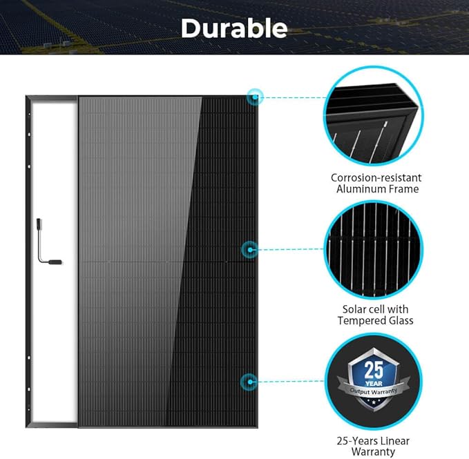 SUNGOLDPOWER 8PCS 500W Solar Panels Monocrystalline UL 61730, Grade A Solar Cell, Waterproof IP68, High Efficiency Solar Panel On/Off Grid Supplies for RV, Tiny House, Marine, Household (Total 4000W)