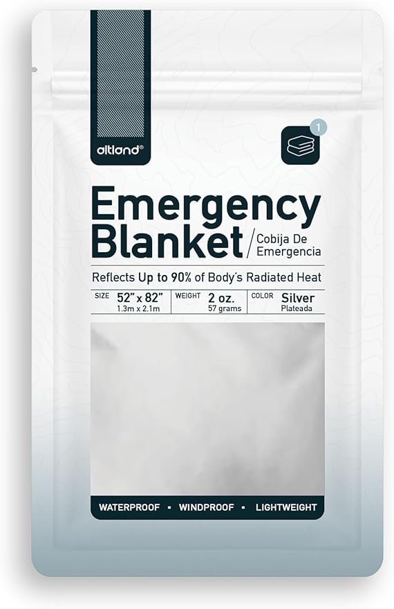 Altland 50 Pack of Emergency Blankets - Bulk Heat Reflective Blankets for Winter Survival Kits, Disaster Preparedness, Cold Weather Camping, and Homeless Care Packages