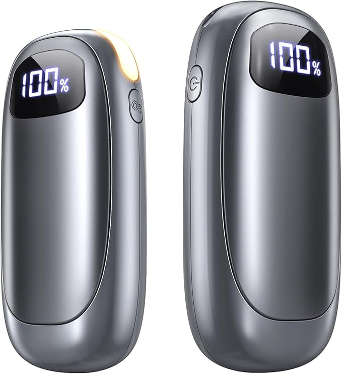 Hand Warmers Rechargeable 2 Pack, Electric Dual-Sided Heating with LED Display & Flashlight, Max 127?? 13Hrs Long Lasting Pocket Heater for Raynauds, Golf, Hunting Essentials, Gifts for Men Women