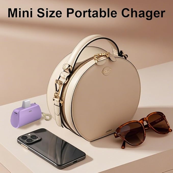 WAVYPO Keychain Portable Charger 2500mAh, Cell Phone Portable Power Bank Pack Mini Power Emergency Pod Fast Charging Compatible for iPhone 14/14 Pro Max/13/13 Pro Max/12/12 Pro Max/11/XR/X/8 (Purple)