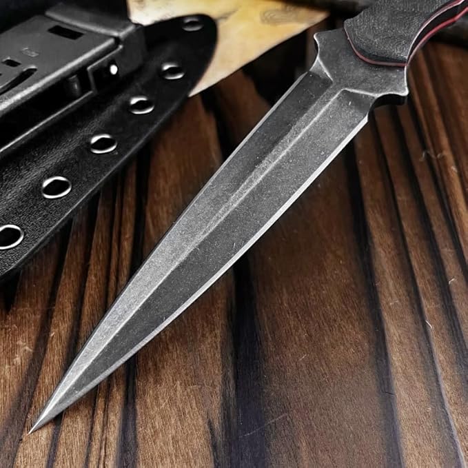 HUAAO Fixed Blade Knife with Kydex Sheath,Razor-Sharp D2 Steel Blade & G10 Handle,Full Tang EDC for Outdoor, Camping, Hiking,Fishing,Gifts for Men