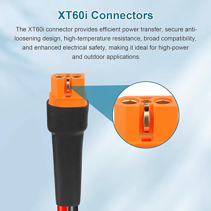 XRDS -RF 12AWG Solar to XT60i Extension Cable 35FT– Tinned Copper, Heavy-Duty XT60i Female Wire for Solar Panel, Battery, and Power Station, Low Resistance