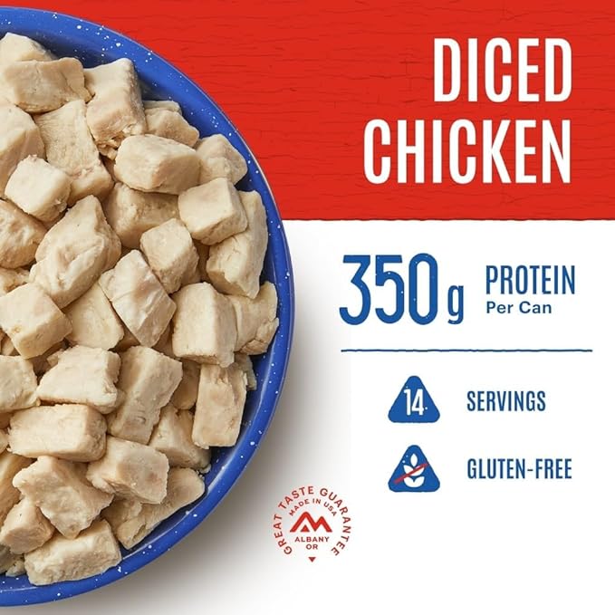 Mountain House Freeze-Dried Cooked Diced Chicken #10 Can ??Dairy-Free, Gluten-Free ??14 Servings per Can ??30-Year Taste Guarantee ??Emergency, Survival, Camping & Backpacking Food ??Long-Term Storage ??Pack of 6