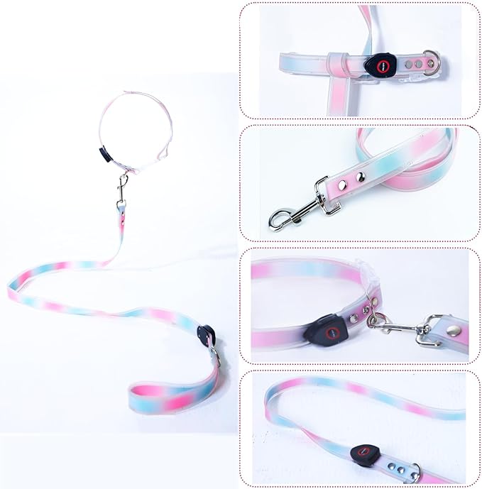LED Dog Leash,4 Ft Light Up Waterproof Rechargeable Safety Glow in The Dark Dog Leash for Small Medium Large Dogs Walking at Night Pets (Pink Blue)