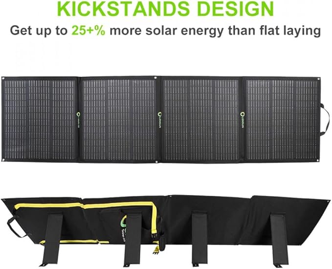 LensunSolar 200W Foldable Solar Panel with Innovative Leg Support to get Maximum Performance,Charge for (Goal Zero) Power Station,Solar Generator,Camper