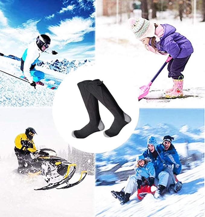 Electric Heated Socks,Heating Entire Sole and Instep 5V 5000mAh Rechargeable Battery Winter Heated Socks for Men Women Outdoor Riding Camping Hiking Skiing