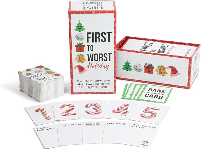 Holiday Party Game - The Christmas Card Game About How Your Friends & Family Rank Things - for Kids, Tweens, Teens, Adults, Families, Groups and Fun Parties with Polarizing Priorities