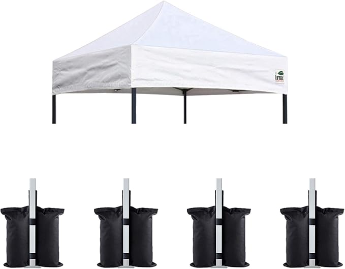 Eurmax USA Pop Up Canopy Replacement Canopy Tent Top Cover, Instant Canopy Top Cover ONLY,Bonus 4PC Pack Weight Bag (5x5, White)
