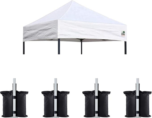 Eurmax USA Pop Up Canopy Replacement Canopy Tent Top Cover, Instant Canopy Top Cover ONLY,Bonus 4PC Pack Weight Bag (5x5, White)