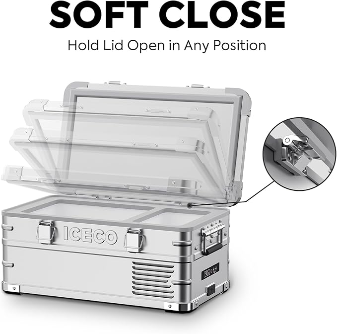 ICECO APL20 12 Volt Refrigerator, 21 Qts Aluminum Portable Freezer, Electric Cooler with SECOP Nano Compressor, Single Zone Car Fridge for Travel, Camping, -4℉~68℉, Powered by AC/DC or Solar