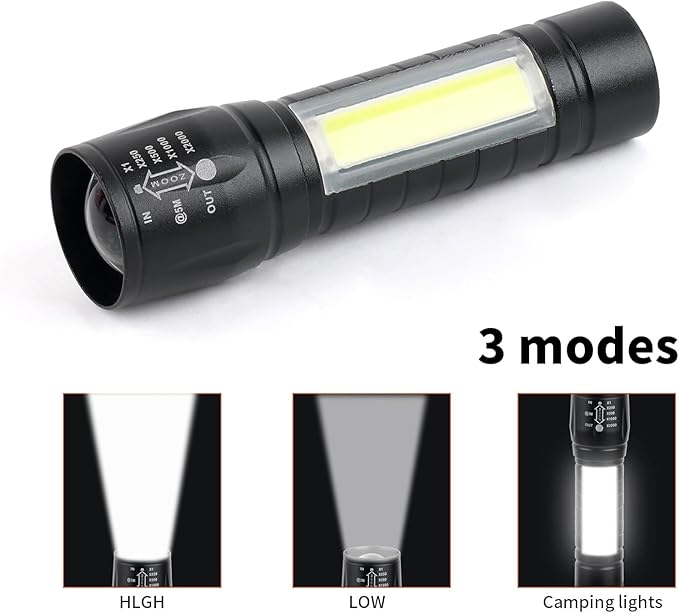 10 Pack LED Rechargeable Flashlight, Super Bright Small MiniCamping Flashlights Zoomable Beam, Convenient USB C Charging for Camping Hiking Outdoor Home Emergency (Style 6)