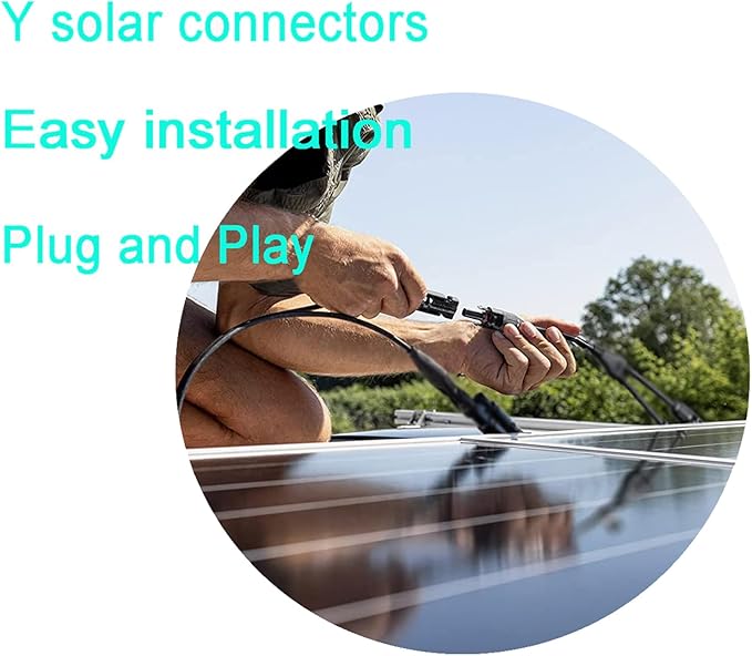Y Solar Connector 1 to 2 Solar Y Branch Parallel Cable,Solar Male Female Connector Adapter,4 mm² Cable Waterproof IP68, for Solar Panels,Solar Cells (Y 1-2 Mini)