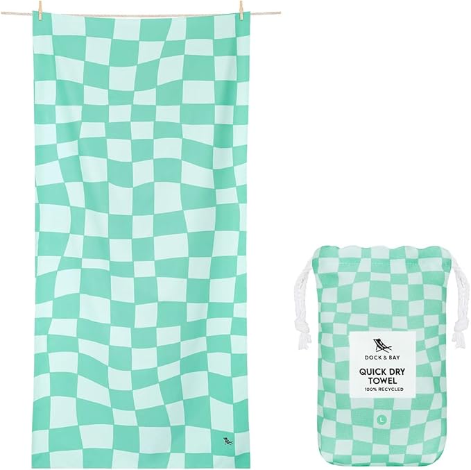 Dock & Bay Beach Towel - Quick Dry, Sand Free - Compact, Lightweight - 100% Recycled - Includes Bag - Tangerines & Greens - Set of 4 - Extra Large (200x90cm, 78x35)
