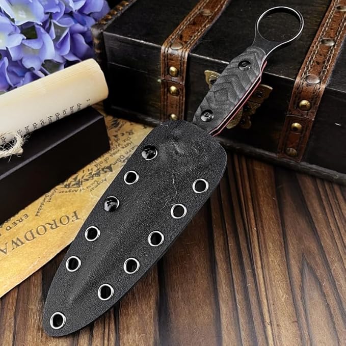 HUAAO Fixed Blade Knife with Kydex Sheath,Razor-Sharp D2 Steel Blade & G10 Handle,Full Tang EDC for Outdoor, Camping, Hiking,Fishing,Gifts for Men