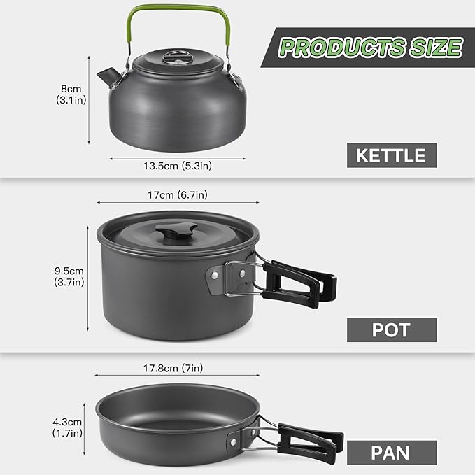 Camping cookware Set, Outdoor Camping Camping Pot Set, Portable Aluminum Cookware Set for Camping
