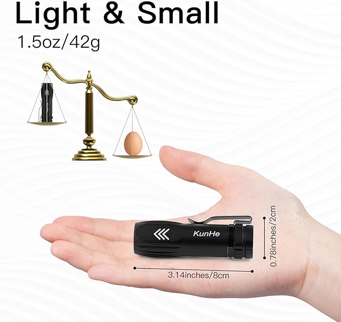 KunHe 10 Pack Small Rechargeable Flashlights Bulk USB-C Mini High Lumen Flashlight Clip-on Portable Pocket Flash Light for EDC Emergency Home Use